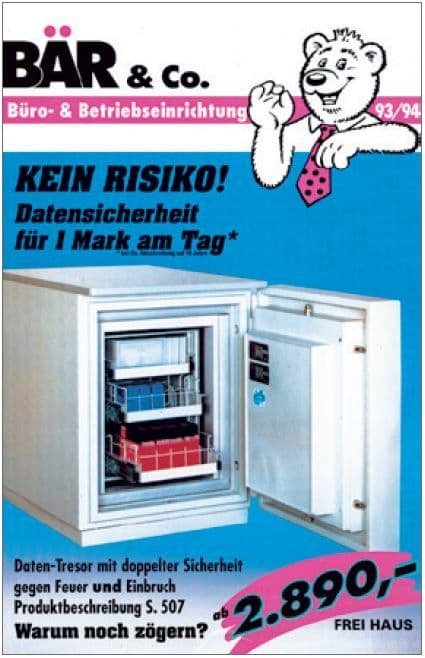 BÄR & Co Prospekt von 1993 mit Datensicherheitsschrank für Disketten