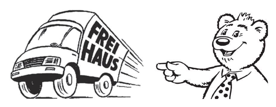 Illustration zur Frei-Haus-Lieferung von BÄR & Co aus der Unternehmenshistorie