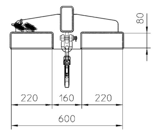 Bauer Starrer Lastarm, Traglast 5000 kg, mit korrosionsschützender Zinkbeschichtung Technische Zeichnung 1 L