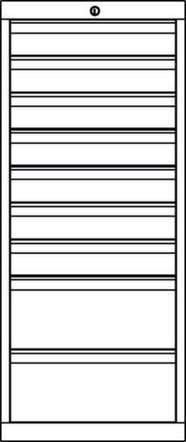 PAVOY Schubladenschrank Basis Plus RAL7035, 9 Schublade(n), RAL7035 Lichtgrau/RAL7035 Lichtgrau Technische Zeichnung 1 L