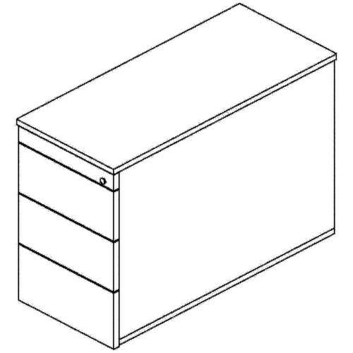 Rollcontainer RQ60, 4 Schublade(n), lichtgrau/lichtgrau Technische Zeichnung 1 L