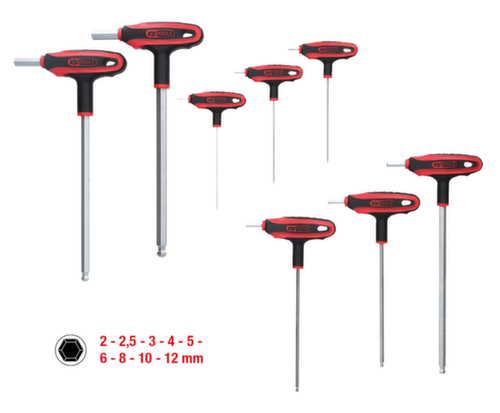 KS Tools T-Griff-Innensechskant-Kugelkopf-Schlüssel-Satz Standard 2 L