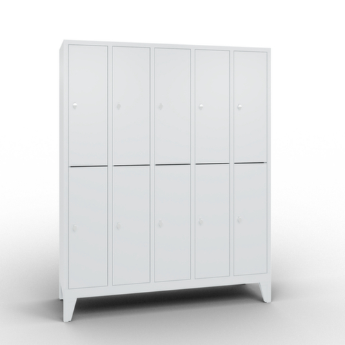 C+P Doppelstöckiger Garderobenschrank Classic mit 5x2 Abteilen und glatten Türen, Abteilbreite 300 mm Standard 2 L