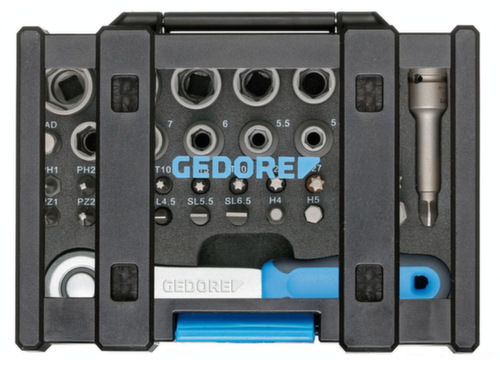 GEDORE 666-U-20 Bit-Steckschlüsselbox mit Knarre 1/4" 35-teilig Standard 2 L