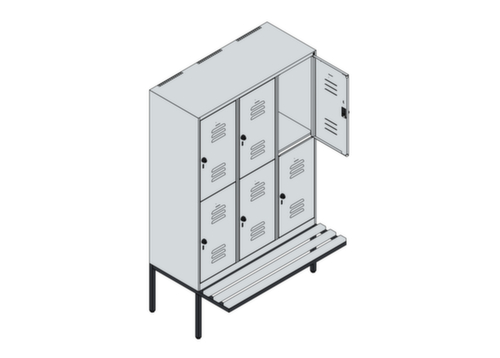 C+P Doppelstöckiger Spind Classic Plus mit Sitzbank, Abteilbreite 400 mm Standard 3 L