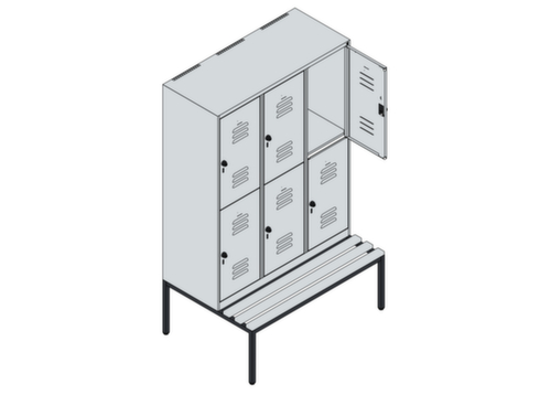 C+P Doppelstöckiger Spind Classic Plus mit Sitzbank, Abteilbreite 400 mm Standard 3 L