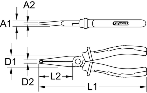 KS Tools Hutkappenzange Technische Zeichnung 1 L