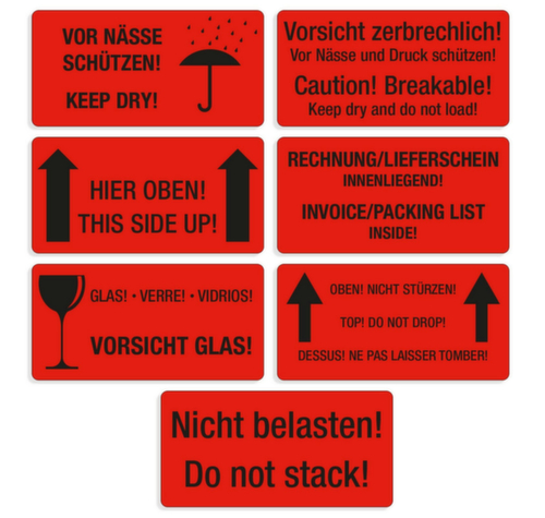 EICHNER Hinweisetiketten "Vorsicht Glas" Standard 2 L