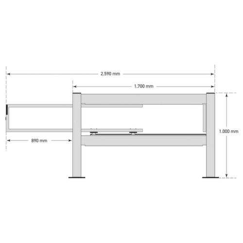 BLACK BULL Schiebetür-Set XL-Line, Schiebetür-Set, Höhe x Breite 1000 x 1740 mm Technische Zeichnung 2 L