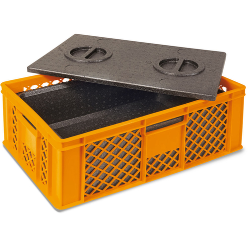 Stapelbehälter mit Isolierbox, orange, Inhalt 20 l, Auflagedeckel für Isolierbox Standard 1 L