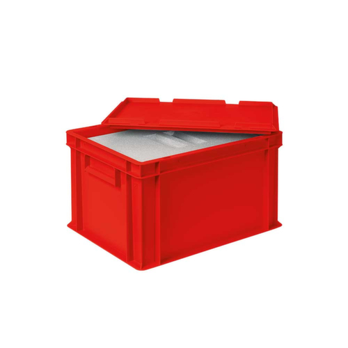 Euronorm-Stapelbehälter mit Isolierbox, rot, Inhalt 22,5 l, Auflagedeckel für Isolierbox Standard 2 L