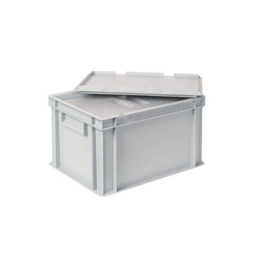 Euronorm-Stapelbehälter mit Isolierbox, grau, Inhalt 22,5 l, Auflagedeckel für Isolierbox Standard 2 L