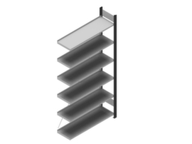 hofe Akten-Steckregal Anbaufeld, 6 Böden, RAL7016 Anthrazitgrau / RAL9006 Weißaluminium