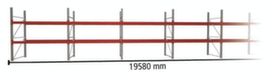 META Palettenregal MULTIPAL HxB 2700x19580 mm mit 3 Lagerebenen für insgesamt 63 Paletten