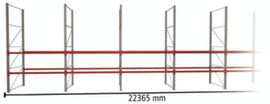 META Palettenregal MULTIPAL HxB 4400x22365 mm mit 3 Lagerebenen für insgesamt 72 Paletten