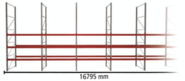 META Palettenregal MULTIPAL HxB 5500x16795 mm mit 4 Lagerebenen für insgesamt 72 Paletten