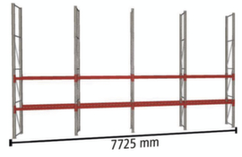 META Palettenregal MULTIPAL HxB 4400x7725 mm mit 4 Lagerebenen für insgesamt 16 Paletten