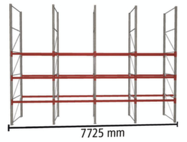 META Palettenregal MULTIPAL HxB 5500x7725 mm mit 4 Lagerebenen für insgesamt 16 Paletten