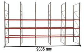 META Palettenregal MULTIPAL HxB 5500x9635 mm mit 4 Lagerebenen für insgesamt 20 Paletten