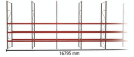 META Palettenregal MULTIPAL HxB 5500x16795 mm mit 4 Lagerebenen für insgesamt 48 Paletten