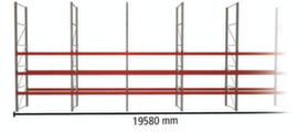 META Palettenregal MULTIPAL HxB 5500x19580 mm mit 4 Lagerebenen für insgesamt 56 Paletten