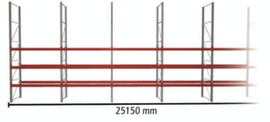 META Palettenregal MULTIPAL HxB 5500x25150 mm mit 4 Lagerebenen für insgesamt 72 Paletten