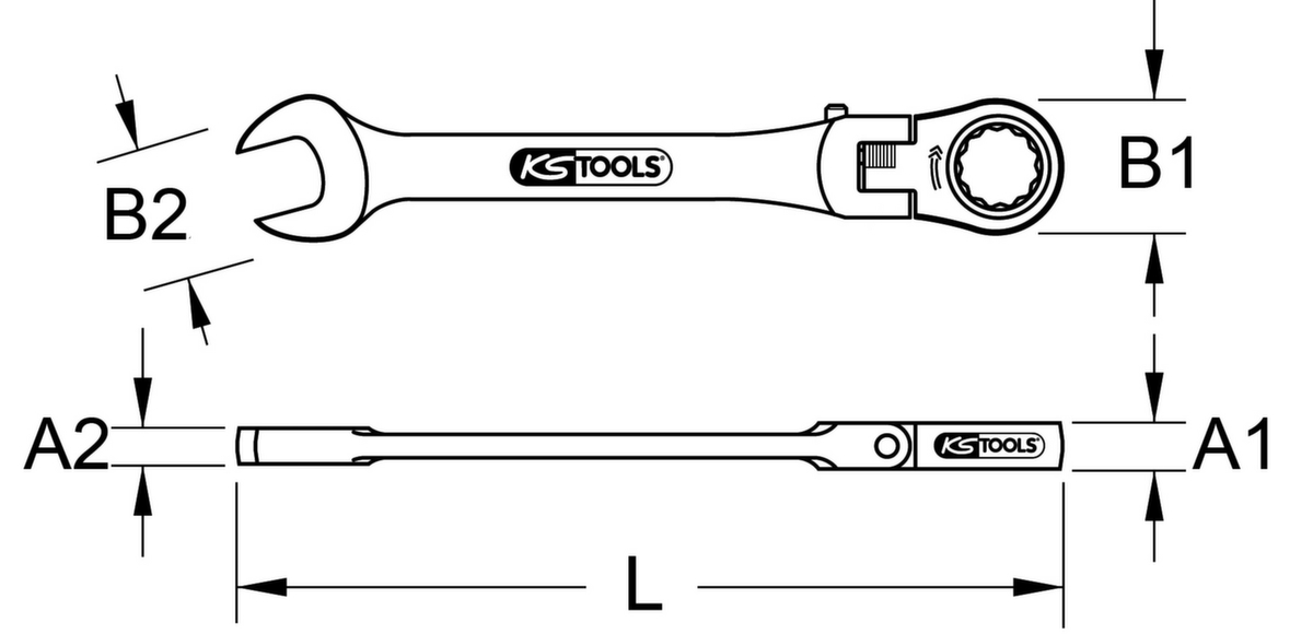 KS Tools GEARplus Gelenk-Ratschenringmaulschlüssel feststellbar Standard 7 ZOOM