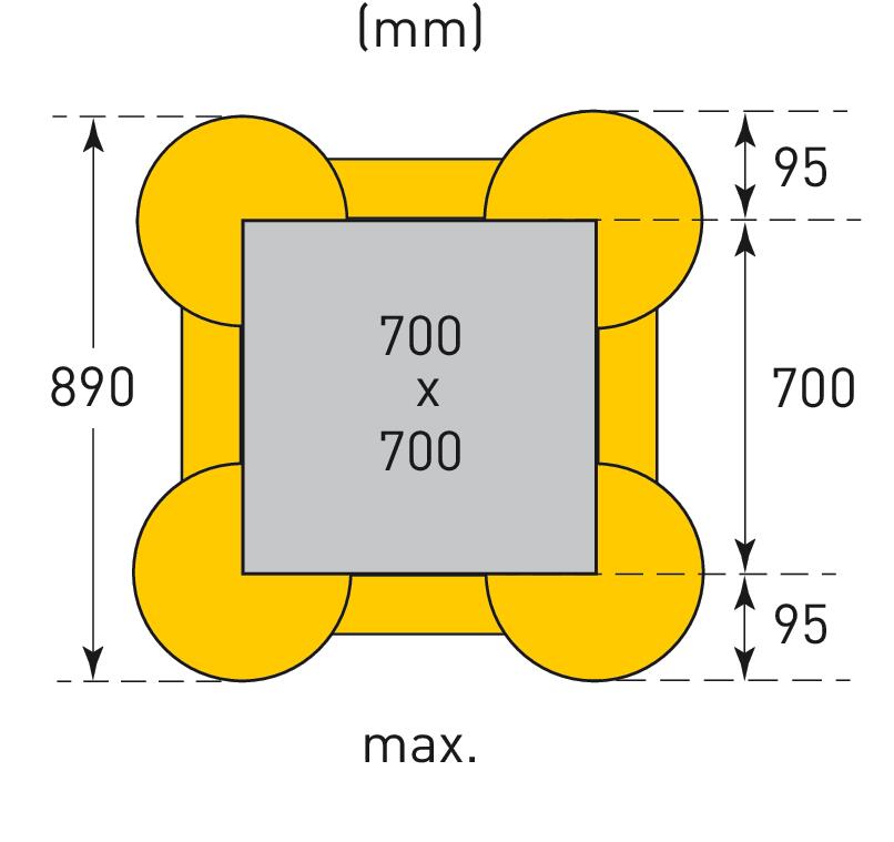 Moravia Zuschneidbarer Säulenschutz MORION ECO, Höhe x Breite 1000 x 390 mm Technische Zeichnung 4 ZOOM