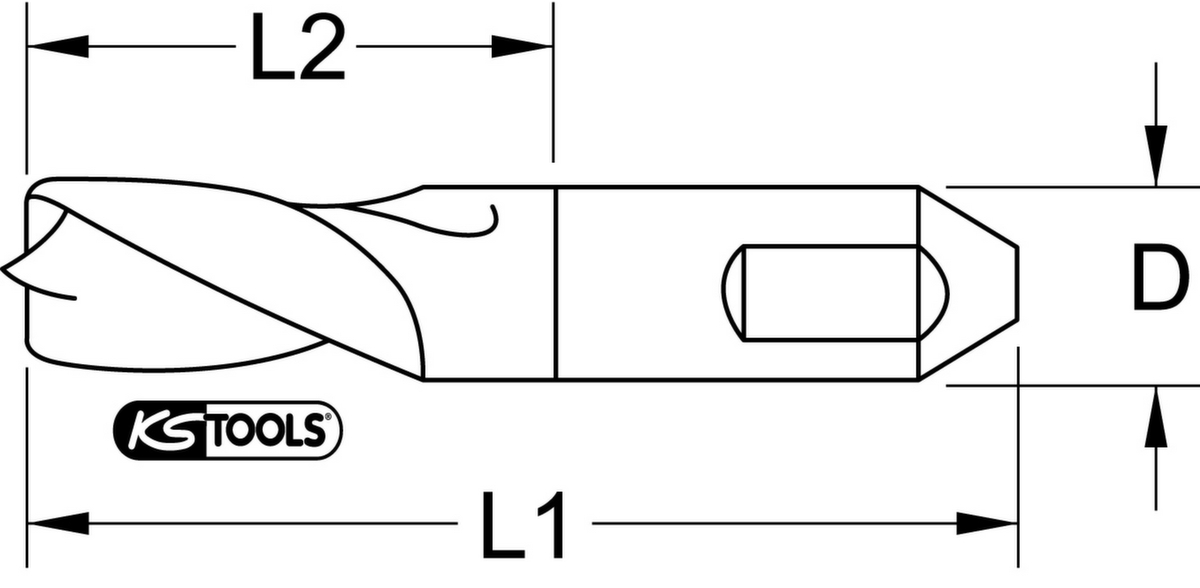 KS Tools HSSE-TiN Schweisspunkt-Bohrer Technische Zeichnung 1 ZOOM