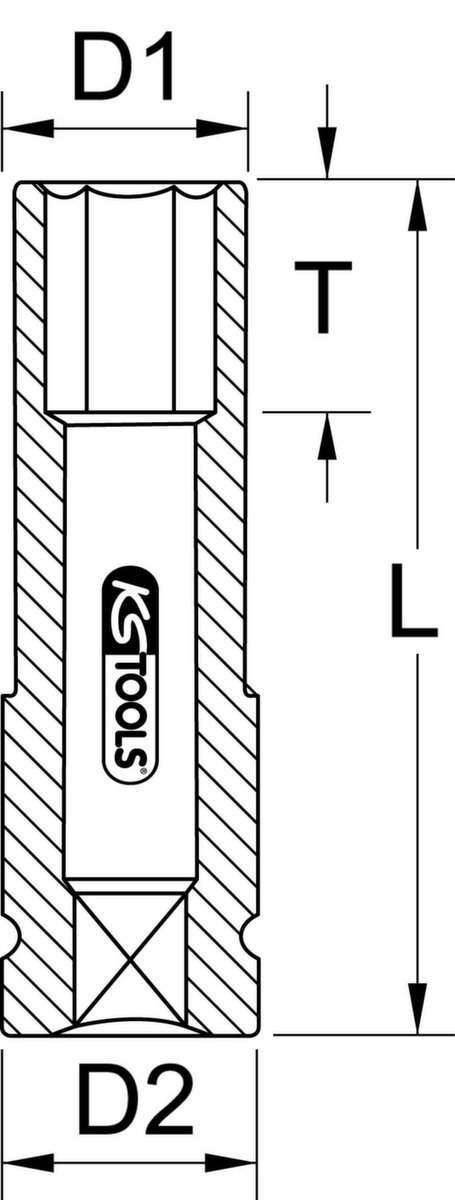 KS Tools 1/2" Alu-Felgen Kraft-Stecknuss Technische Zeichnung 1 ZOOM