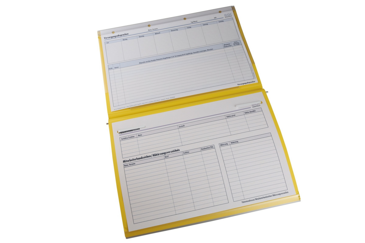 Pflegemappe Stan 1 mit Langaußenheftung, gelb Standard 3 ZOOM