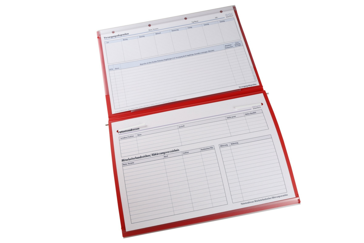 Pflegemappe Stan 1 mit Langaußenheftung, rot Standard 3 ZOOM