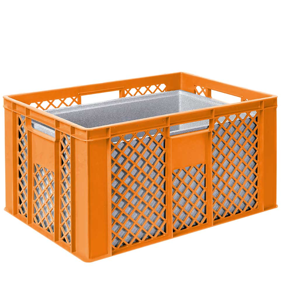 Euronorm-Stapelbehälter mit Isolierbox, orange, Inhalt 63 l, Auflagedeckel für Isolierbox Standard 3 ZOOM