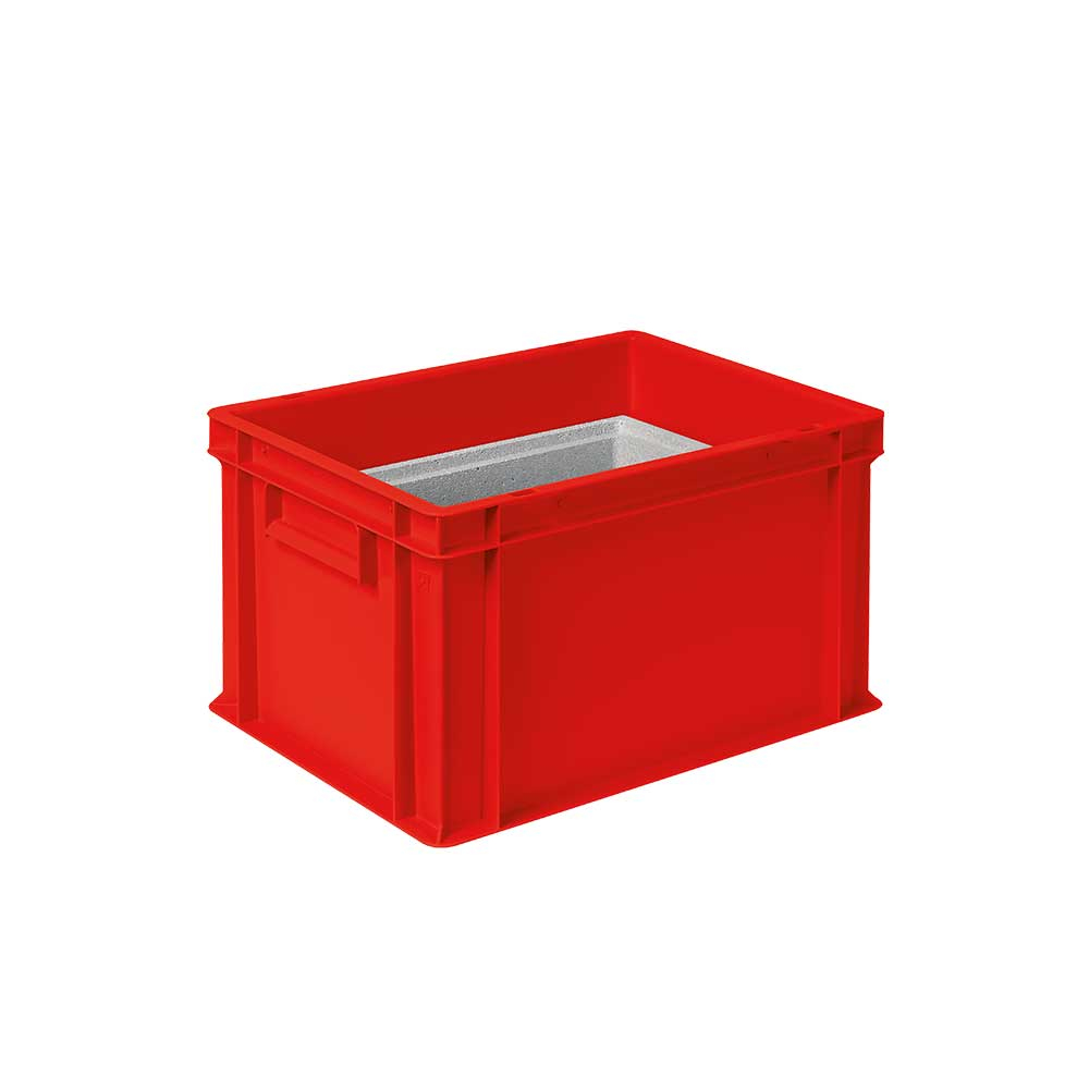 Euronorm-Stapelbehälter mit Isolierbox, rot, Inhalt 22,5 l, Auflagedeckel für Isolierbox Standard 3 ZOOM