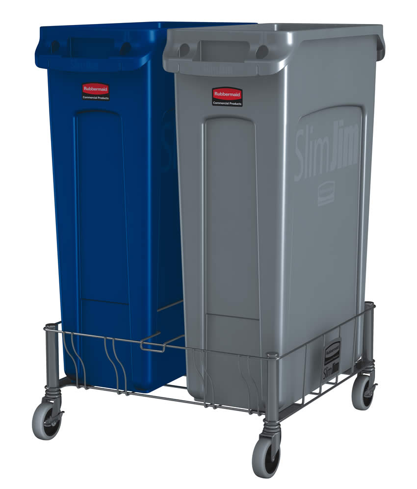 Rubbermaid Rollwagen Slim Jim® für 2 Wertstoffsammler, für 60 - 87 l Behälter, Edelstahl Standard 3 ZOOM