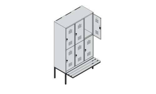 C+P Doppelstöckiger Spind Classic Plus mit Sitzbank, Abteilbreite 400 mm