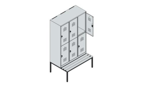 C+P Doppelstöckiger Spind Classic Plus mit Sitzbank, Abteilbreite 400 mm