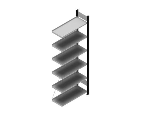 hofe Akten-Steckregal Anbaufeld, 6 Böden, RAL9005 Tiefschwarz/RAL9006 Weißaluminium