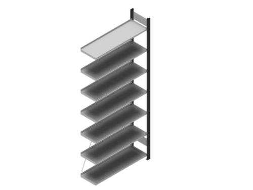 hofe Akten-Steckregal Anbaufeld, 7 Böden, RAL7016 Anthrazitgrau / RAL9006 Weißaluminium