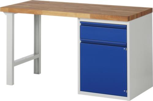 RAU Werkbank Basic mit Unterbauten, 1 Schublade, 1 Schrank, RAL7035 Lichtgrau/RAL5010 Enzianblau