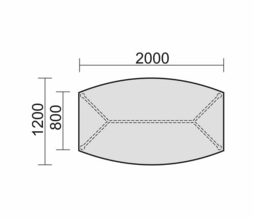 Gera Konferenztisch Basis, Breite x Tiefe 2000 x 800 mm, Platte Buche