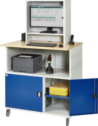 RAU Mobiler PC-Schrank 1023, RAL7035 Lichtgrau/RAL5010 Enzianblau