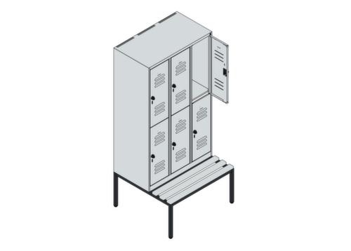 C+P Doppelstöckiger Spind Classic Plus mit Sitzbank, Abteilbreite 300 mm