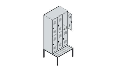 C+P Doppelstöckiger Spind Classic Plus mit Sitzbank, Abteilbreite 300 mm